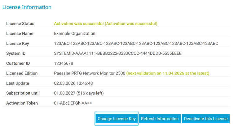 Update Your License: Click Change License Key